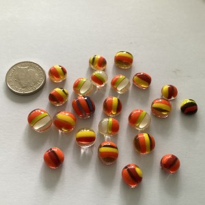 Coe 90 - cabochon - striped x 23 - under 10mm - perfect for bobble hats!